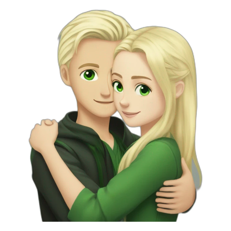 Draco malefoy and blond girl green eyes hugging sticker