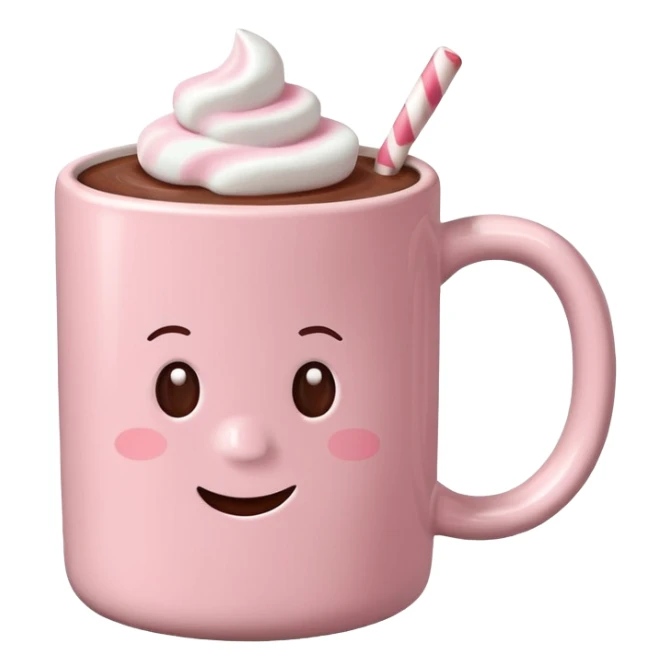 Light Pink mug of hot chocolate with marshmallows sticker