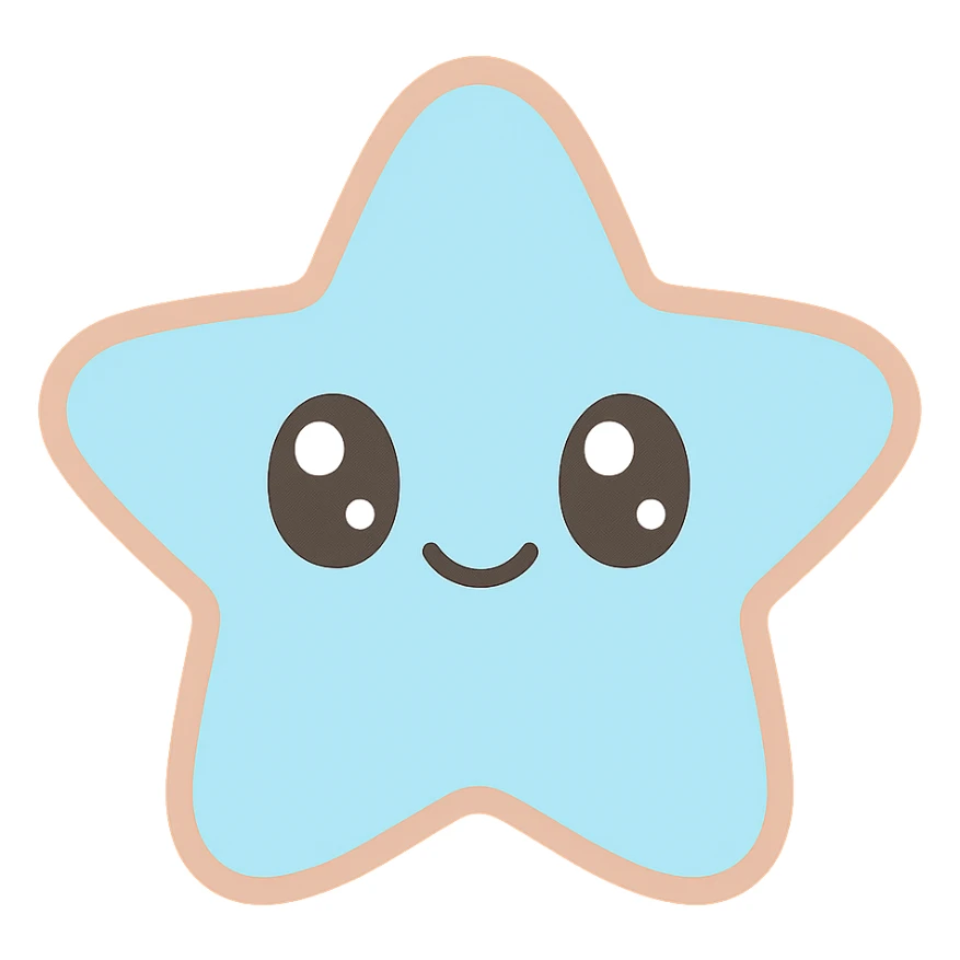 a star with a cute face, kawaii style sticker