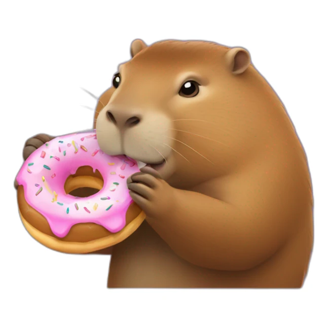 un capybara qui mange un donut sticker