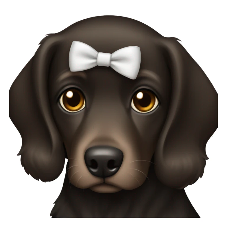 dark black dog brown eyes white bow  sticker