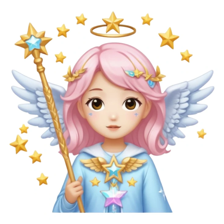K-pop kawaii decided decorate decora cutecore starlight star staff with wings and other angel sticker