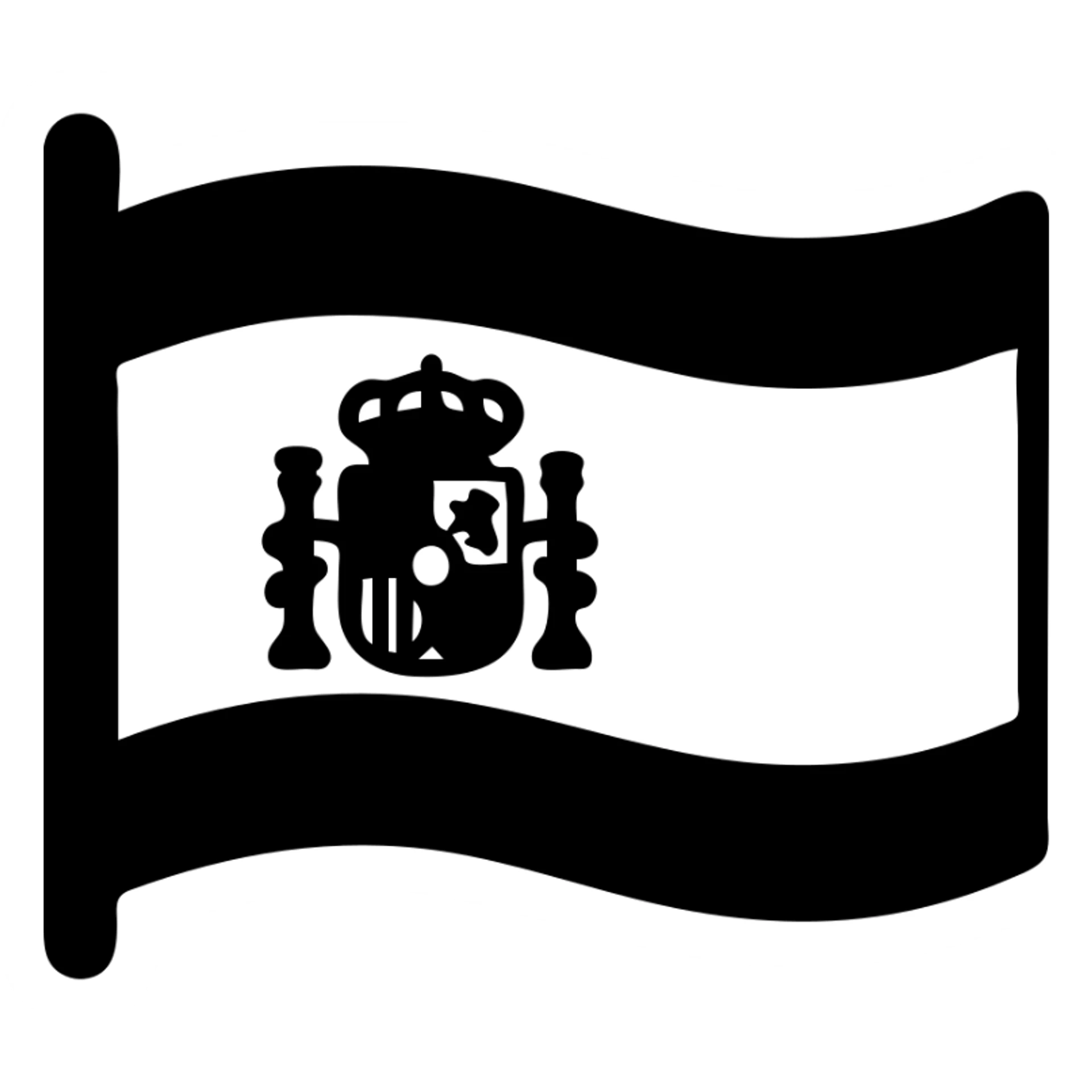 Spanish flag with red and yellow horizontal stripes and coat of arms sticker