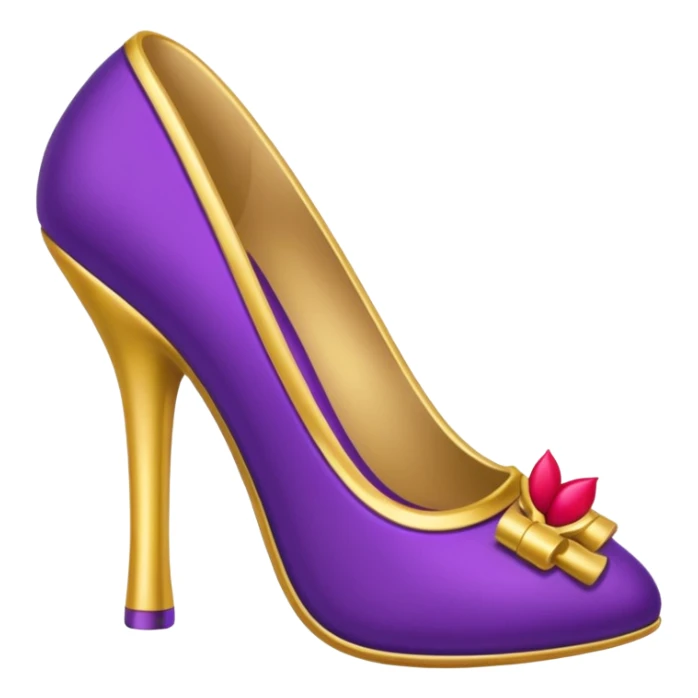 create a single emoji with royal purple heel, lipstick and golden bag sticker