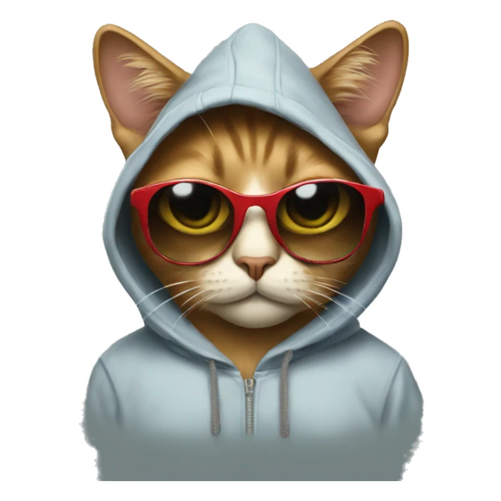 cat wearing sunglasses and a hoodie sticker