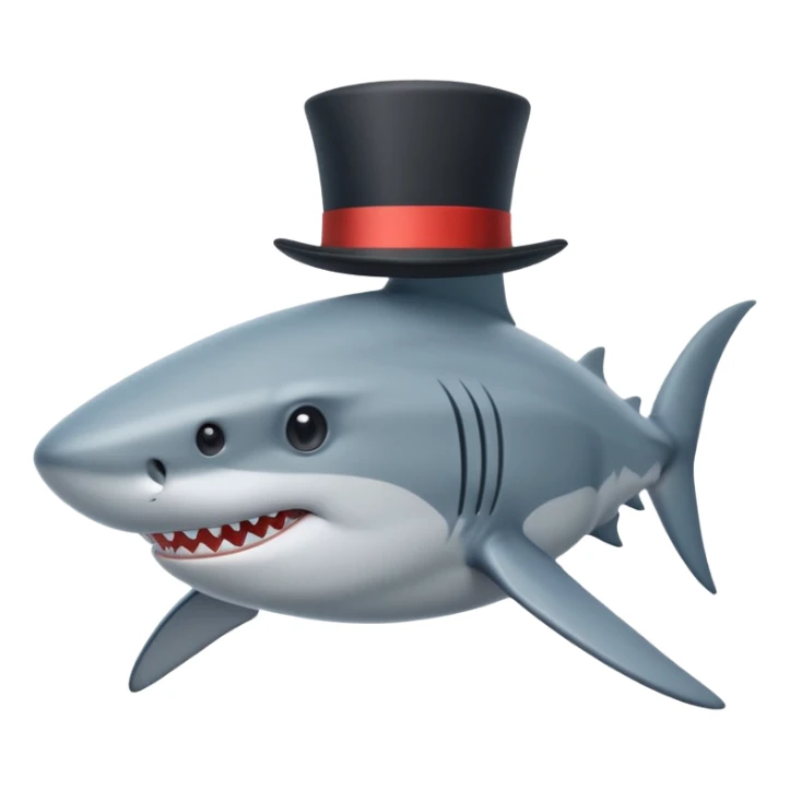 Shark with a top hat sticker