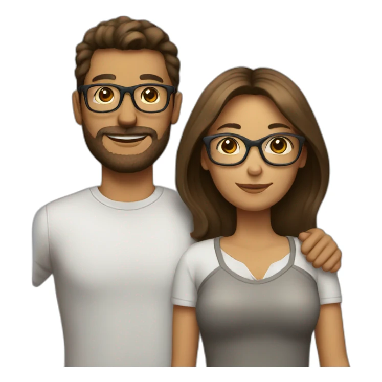 couple with browhair woman with glasses sticker