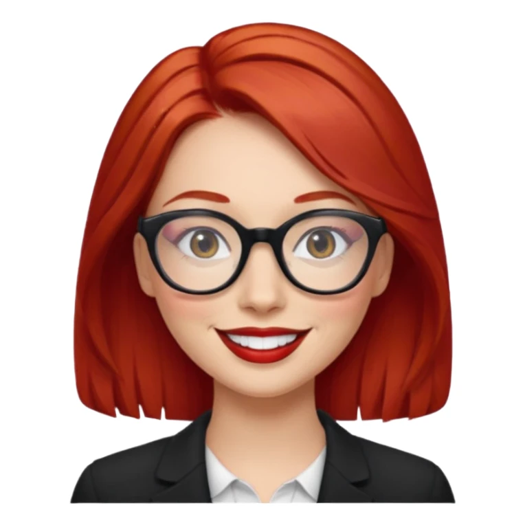 red hair with red lipstick and glasses sticker