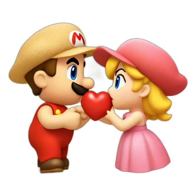 mario and peach love kiss at the beach sticker