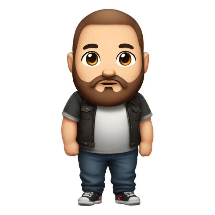chibi chubby gamer dad w/ tattoo on his right arm and full brown beard sticker