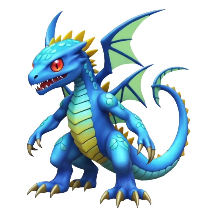 A 3D CGI model of a randomly-colored cool badass Fakémon-Pokémon-Digimon-Spectrobe-creature (full body) sticker