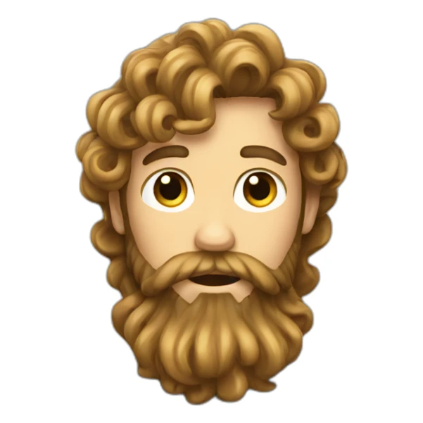 long curled hair man with beard sticker