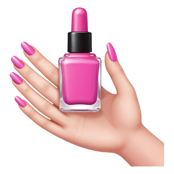 hand with painted nails and nail polish bottle sticker