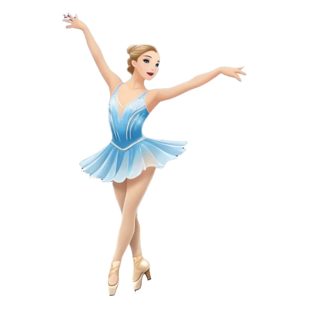 An icon featuring a graceful figure skater in an elegant pose, gliding across the ice at Madison Square Garden. Spotlights shine down, illuminating the sparkling ice and a cheering audience. The background showcases the grand arena's architecture. Transparent background. sticker