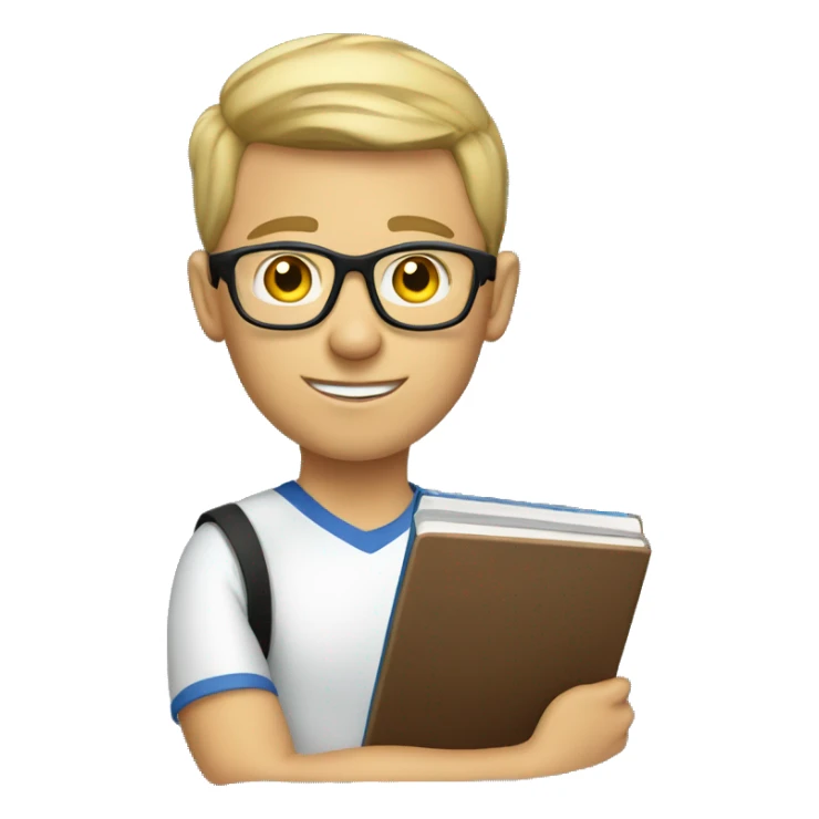 white young soccer coach with eyeglasses holding a notebook sticker