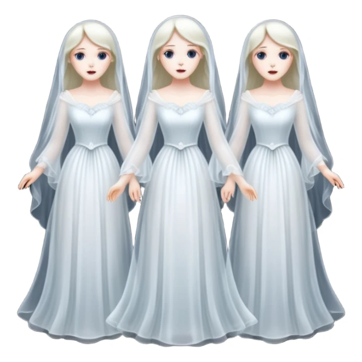 Three beautiful Victorian ghosts: black, white, Asian sticker