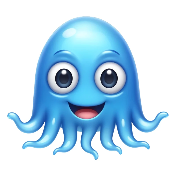 a happy blob of water creature with googly eyes and long water hands sticker