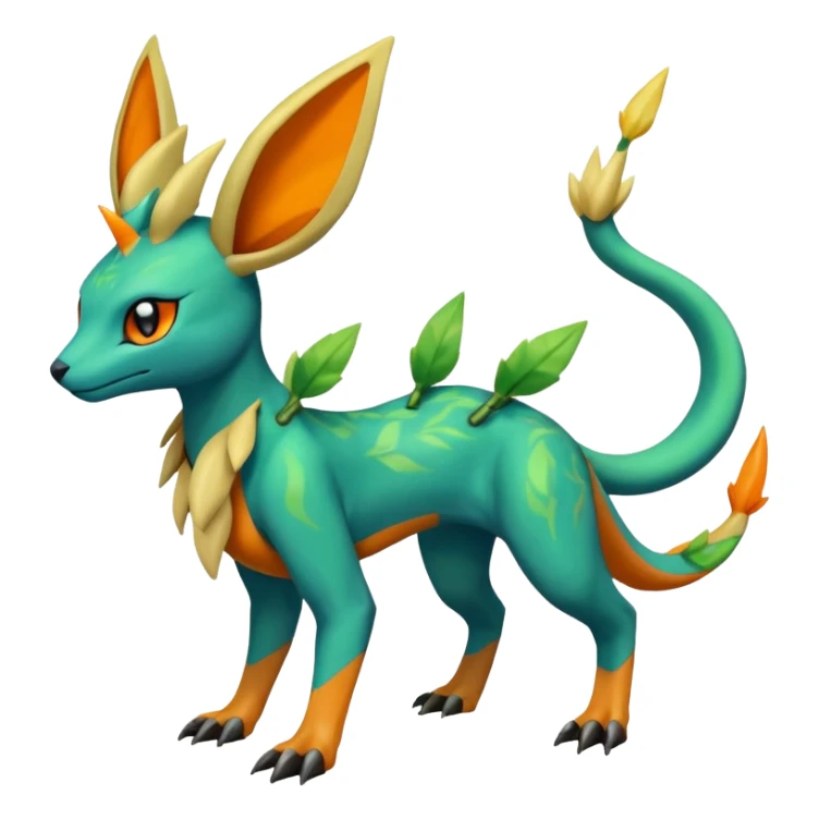 Leafeon-Salandit-Electrike-Zeraora-Fakémon-hybrid-creature (full body)  sticker
