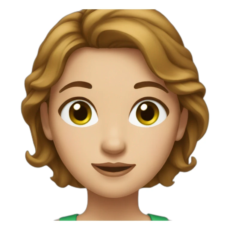 women square face brown hair and green eyes sticker