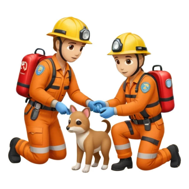 Kasklı Arama Kurtarma Görevlileri saving an animal sticker