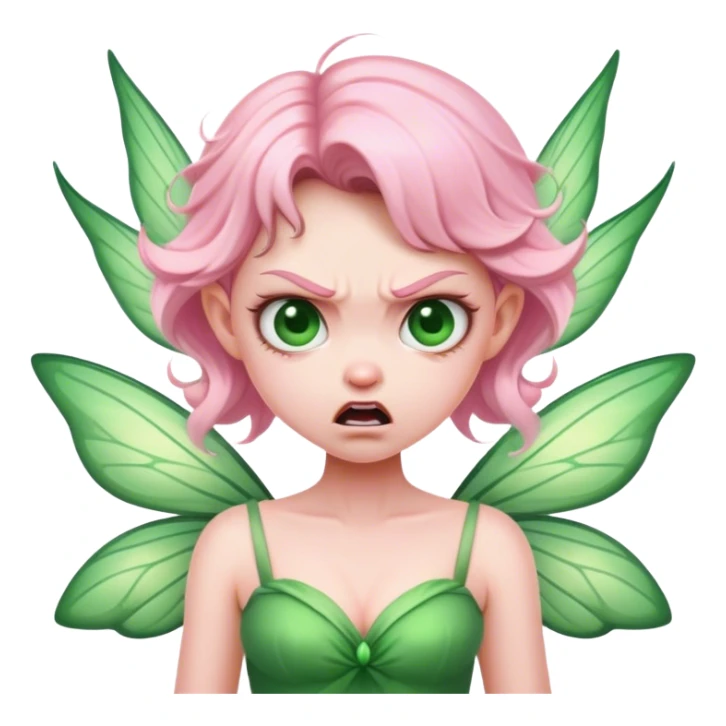 pink fairy in green dress anger sticker