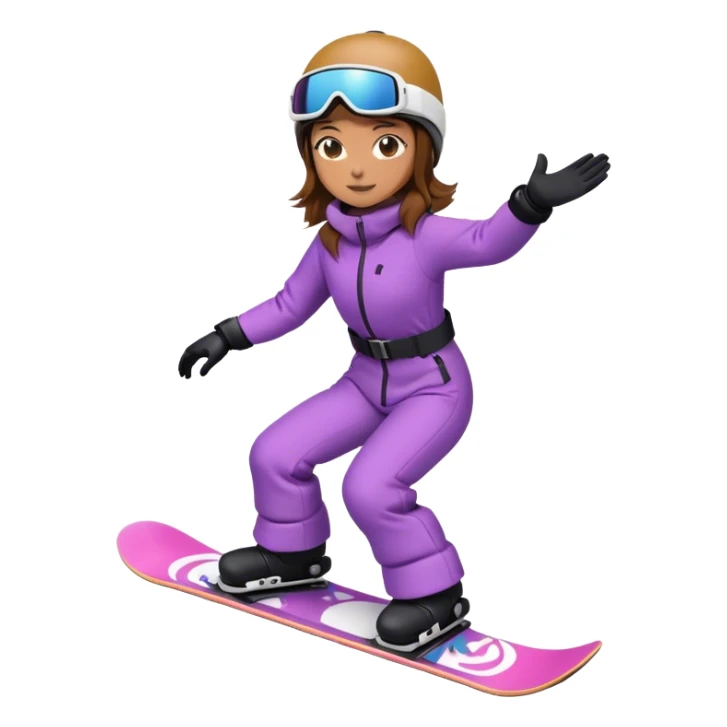 Woman with brown hair snowboarding in Japan 3d sticker