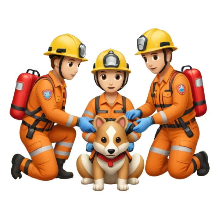 Kasklı Arama Kurtarma Görevlileri saving an animal sticker