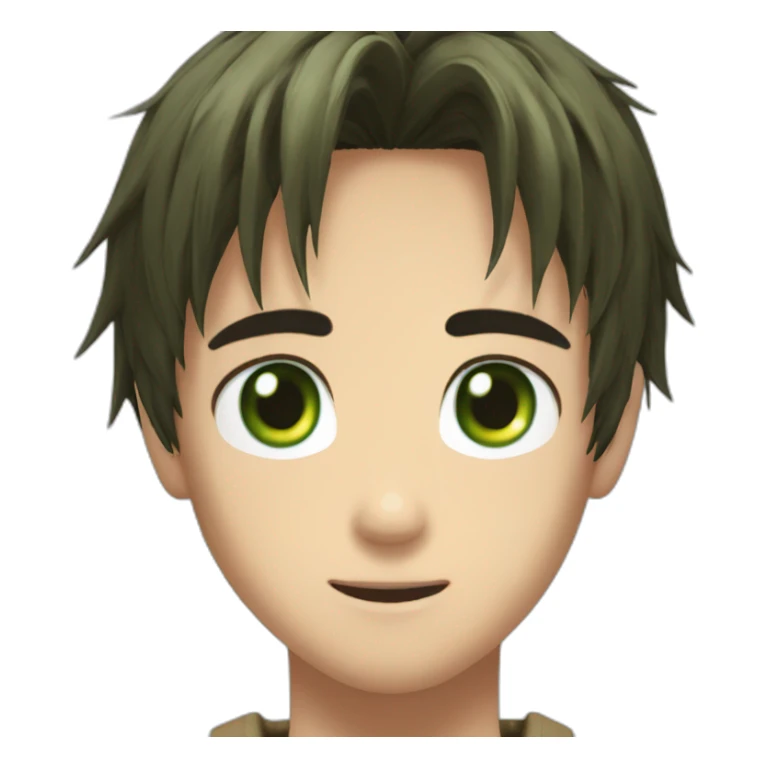 Eren Yeager with long hair and green eyes sticker