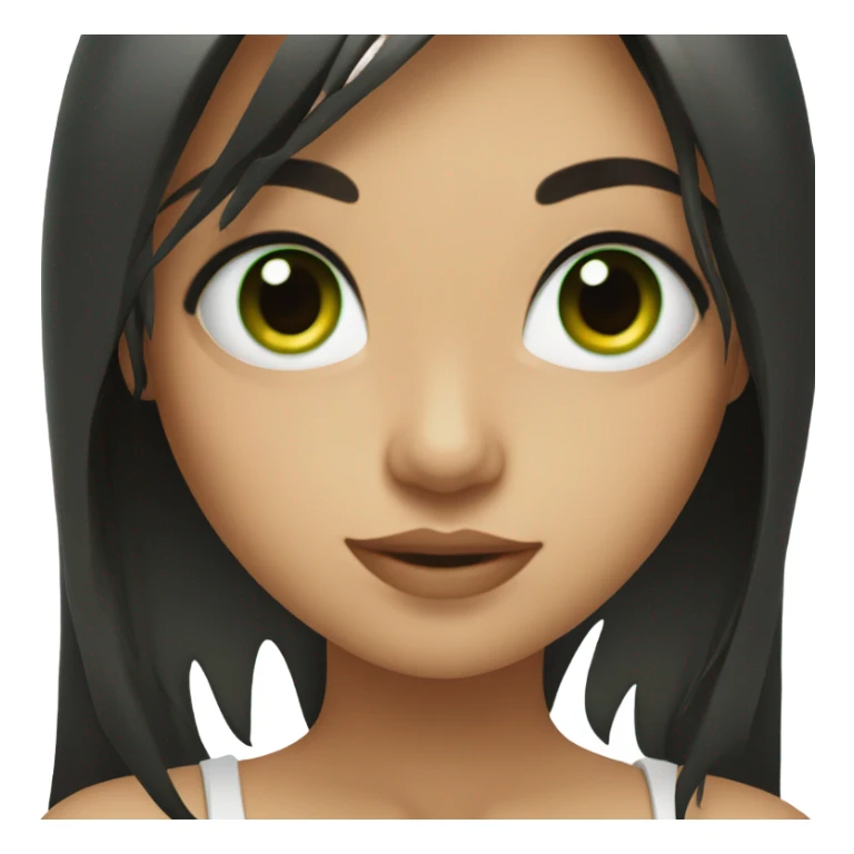 Woman Long dark hair with bangs and green Eyes - in a cute pose sticker