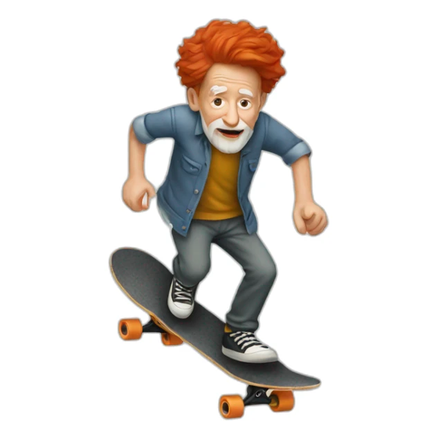 Old man, red hair, skateboarding sticker