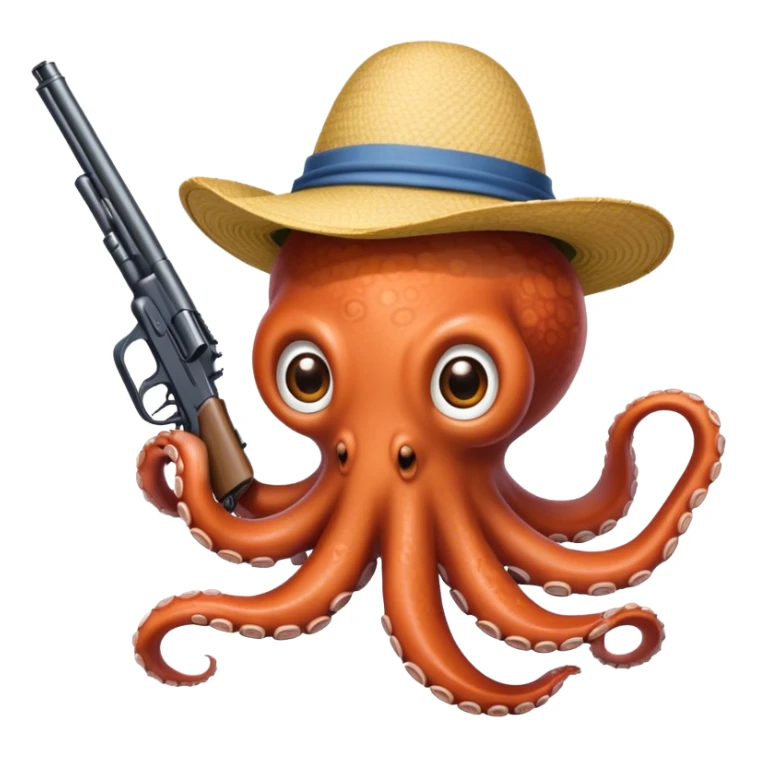 Octopus with rice hat and gun sticker