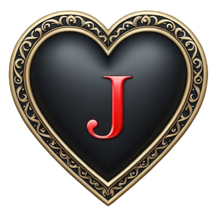 Can you make a black heart with a white letter in the middle in a gothic style, the letter is J sticker