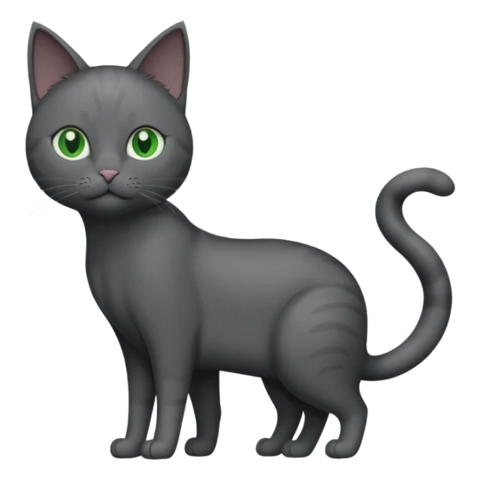 full body solid dark grey cat with green eyes and white paws sticker