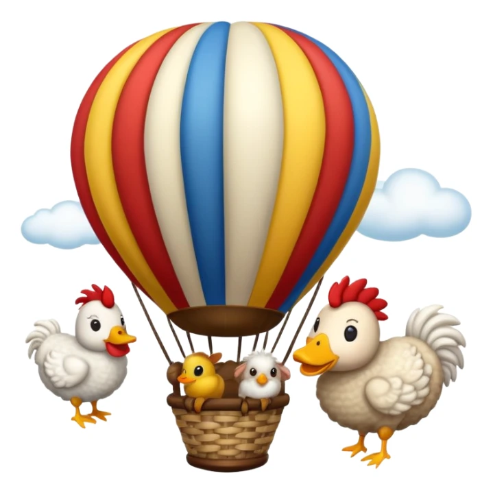 Sheep rooster, duck in hot air balloon  sticker