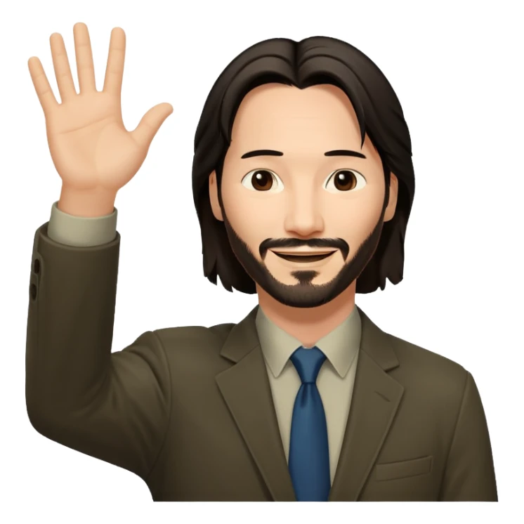 Keanu Reeves raising his hand up sticker