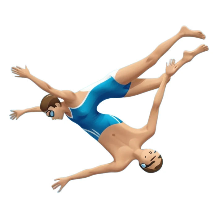 An icon showing an athlete mid-flip diving from a high springboard into a clear blue pool. The design captures the elegance of the twist, the splash below, and the height of the jump. Transparent background emphasizes the precision, grace, and thrill of diving as a sport. sticker