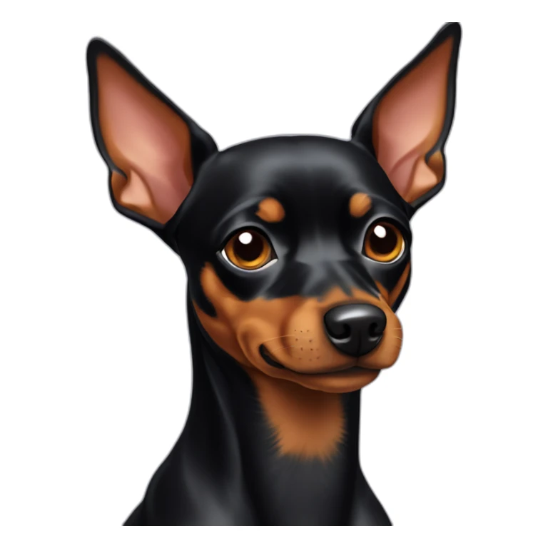 13 year old dark miniature pinscher with piece of left ear missing sticker