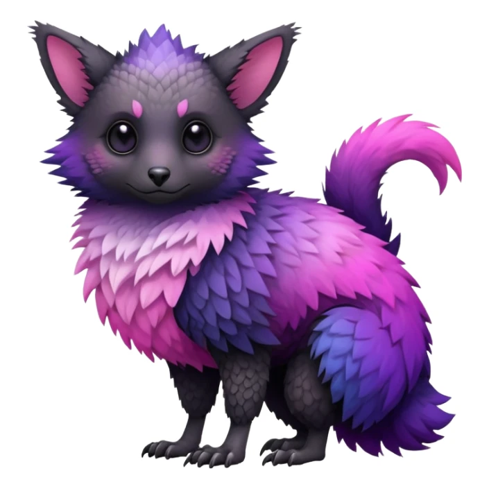 Cool Edgy realistic Black-pink-purple-gradient Trico-animal-creature full body sticker