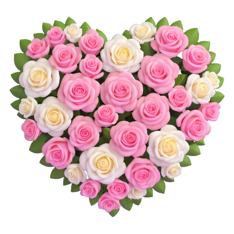 heart-shaped arrangement of pink and white roses sticker