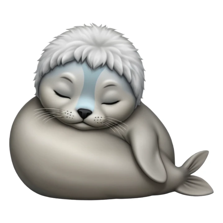Sleeping baby seal with fluffy fur sticker