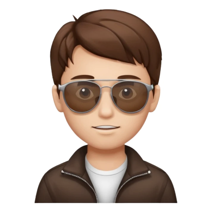 boy with brown hair, white skin, no beard, wearing sunglasses sticker