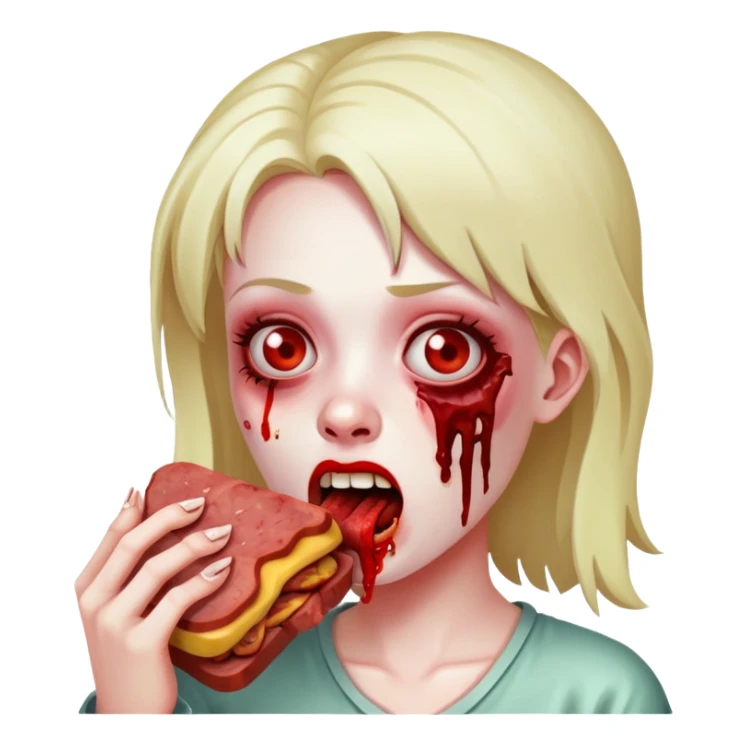 zombie girl eating SPAM MEAT EMOJI  sticker