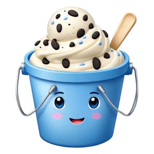 Blue cookies and cream ice cream in a bucket sticker