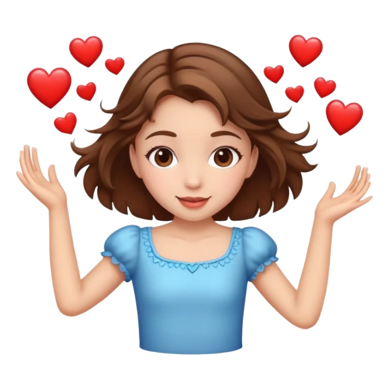 Girl with brown hair dancing and hearts around her sticker