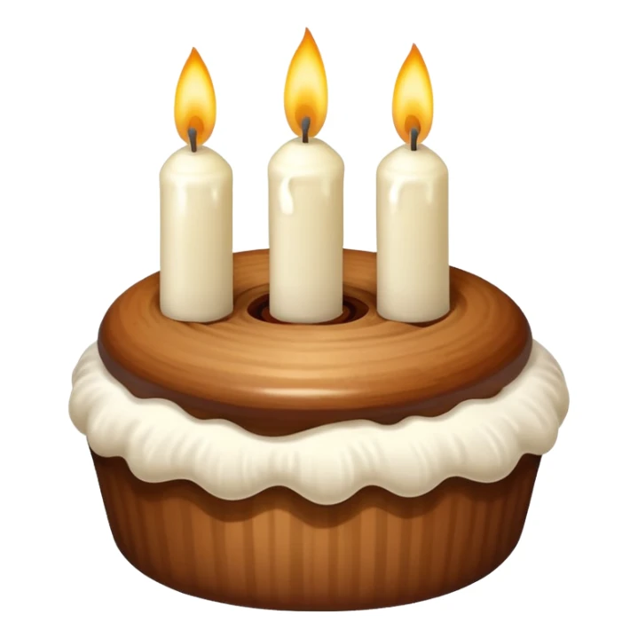 A hazelnut with cream on it which make it look like a birthday cake and some birthday candles on it sticker