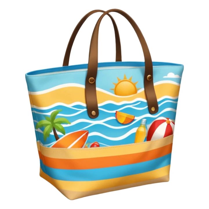 A cheerful beach bag with a summer pattern, packed and ready for a day at the beach. sticker
