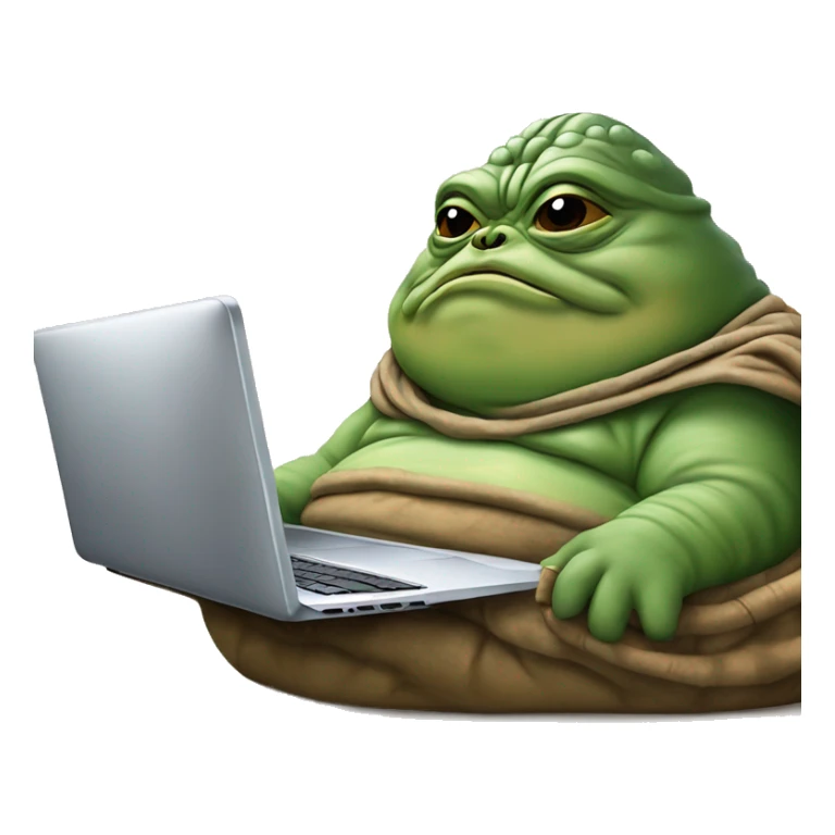 Jabba the Hutt from Star Wars with a laptop sticker