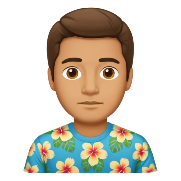 Retro 70s man face in hawaii t-shirt sticker
