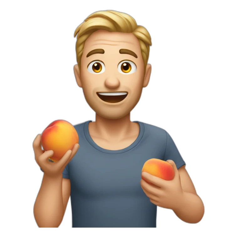 close up man eating peach slobbery sticker