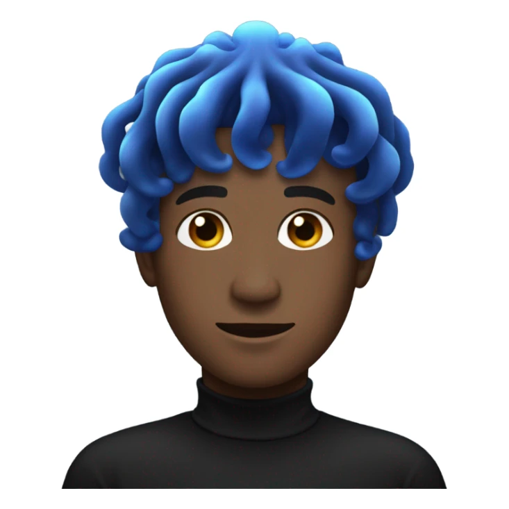 Male, indigo jellyfish haircut, black turtleneck sticker